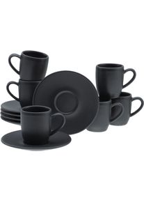 Espressotasse Creatable "Soft Touch Black", schwarz, 96ml, 12 Stk., Steinzeug, Trinkgef&auml;&szlig;e, Espressotasse, 12-teilig, inkl. Untertasse