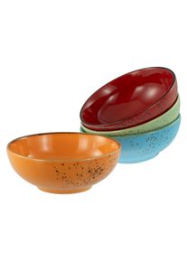 Schale Creatable "Nature Collection, Smoothie Bowl 4-tlg", orange (mediterran), &Oslash;:16,5cm, Steinzeug, Sch&uuml;sseln, Schale, Handwerklicher Look, Vintage