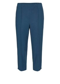 Caprihose GOLDNER "Sportive 7/8-Hose mit Biesen", Damen, Gr. 52, N-Gr, blau (jeansblau), Obermaterial: 100% Polyester COOLMAX(R) PES(Coolmax)., normal, Hosen Caprihose, Ohne