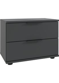 Nachtkommode wimex "Tilburg, einzeln oder im 2er Set, Made in Germany", grau (grafit), B:52cm H:40cm T:38cm, Holzwerkstoff, Sideboards, Nachtkommode, Nachtschrank mit 2 Schubladen, schwarze Metallgriffe