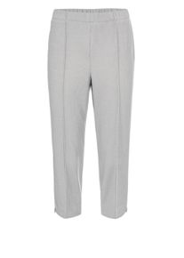 Caprihose GOLDNER "Sportive 7/8-Hose mit Biesen", Damen, Gr. 52, N-Gr, grau (silbergrau), Obermaterial: 100% Polyester COOLMAX(R) PES(Coolmax)., normal, Hosen Caprihose, Ohne
