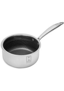 Kasserolle HENSSLERS, silber, B:37,5cm H:9cm L:19,5cm &Oslash;:18cm, T&ouml;pfe, Kasserolle, &Oslash; 18 cm, 2,2 Liter, 3-Schicht Material mit Wabenstruktur, Induktion