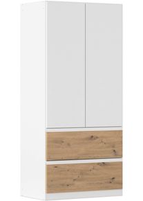 Dreht&uuml;renschrank Rauch "Kleiderschrank Schrank Garderobe COSTA in den Breiten 91/136/181 cm", wei&szlig; (alpinwei&szlig;, eiche artisan, eingriffe alpinwei&szlig;), B:91cm H:197cm T:54cm, Holzwerkstoff, Schr&auml;nke, Dreht&uuml;renschrank, viel Platz, grifflose Front und Push-to-Open Funktion MADE IN GERMANY