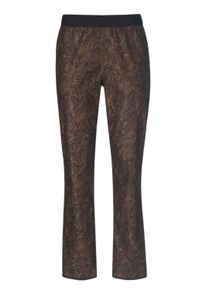 Chinos GOLDNER "Wendedruckhose Louisa", Damen, Gr. 52, N-Gr, schwarz (schwarz, dunkle pflaume, gebl&uuml;mt), Obermaterial: 60% Baumwolle CO. 37% Polyester PES. 3% Elasthan EL., Hosen Chinos, Wendehose: 1 Seite gebl&uuml;mt, 1 Seite uni