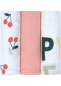 L&auml;ssig Stoffwindeln L&Auml;SSIG "Mulltuch-Set L Happy Fruits Cherry", Baby, Gr. 3 Stk., lila, Baumwolle, Viskose, Windeln Stoffwindeln