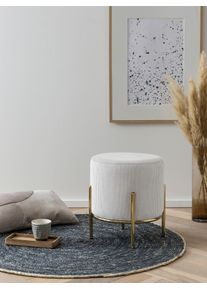 Polsterhocker Salesfever "Komfortabler Polsterhocker", beige (beige, gold), B:35cm H:38cm T:35cm, Stoff (88% Polyester/12% Nylon), Metall, Hocker, Polsterhocker, mit Design-Gestell aus goldfarbenem Metall
