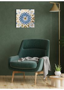 Wanduhr queence "Ornament, Blattgold Applikationen", schwarz, B:30cm H:2cm T:30cm, Wanduhren, Wanduhr, Uhr, ger&auml;uschlos, gold, Blattgold, handarbeit, Kachel, Mosaik