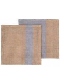 Sp&uuml;ltuch Blomus "GANO, aus 100% Baumwolle, GOTS organic, zertifiziert durch BCS 35020", beige (indian tan, tradewinds), B:25cm L:25cm, 100% Baumwolle, Geschirrt&uuml;cher, Sp&uuml;ltuch, 25x25 cm, Sp&uuml;lt&uuml;cher bestehend aus zwei verschiedenen Mustern