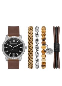 Quarzuhr Skechers "Beachy Stackable", braun, silberfarben, Armbanduhren, Herren, Quarzuhr, Armbanduhr, Herrenuhr, Ideal auch als Geschenk, analog