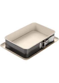 Springform "Back-Trend", grau (cremefarben, anthrazit), B:18cm L:28cm, Stahlblech, DR. OETKER K&Uuml;CHENHELFER, K&uuml;chenformen, Springform, rechteckig