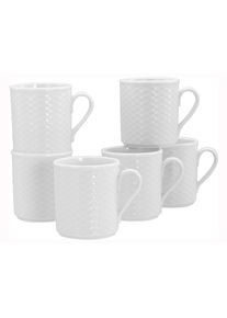 Becher Creatable "Polo Weiss, Kaffeebecher 6-tlg", wei&szlig;, B:8cm H:9cm &Oslash;:8cm, Porzellan, Trinkgef&auml;&szlig;e, Becher, Strahlendes Wei&szlig;, Klassischer Manufakturstil, Ausdrucksstarkes Relief