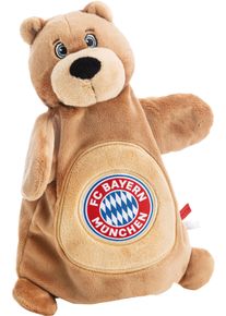 Schmusetuch Nici "FC BAYERN M&Uuml;NCHEN, Handpuppe Berni 2in1 26x25 cm", Baby, braun, Pl&uuml;sch, Polyester, Schnuffelt&uuml;cher Schmusetuch, mit dem Vereinslogo auf dem Bauch