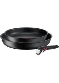 Pfannen-Set Tefal "Ingenio Black Stone, Pfannenset abnehmbarer Griff, antihaftversiegelt", schwarz, &Oslash;:28cm, Pfannen, Pfannen-Set, stapelbar, platzsparend, einfache Reinigung, Induktion, L39990