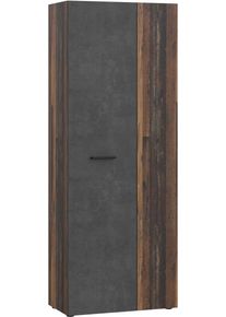 Schuhschrank FORTE "NET306", grau (old, vintage, betonoptik dunkelgrau), B:68,7cm H:181,1cm T:36,5cm, Holzwerkstoff, Schr&auml;nke, Schuhschrank, Schuhschrank, inklusive Einlegb&ouml;den, verschiedene Dekore