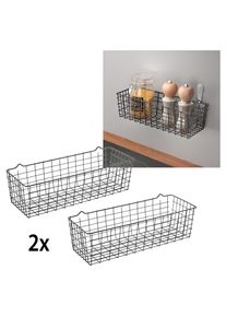 Organizer Metaltex, schwarz (matt schwarz), B:33cm H:10,3cm T:12,5cm, Stahl, Aufbewahrungsboxen, Organizer, Aufbewahrungskorb, flexibel einsetzbar