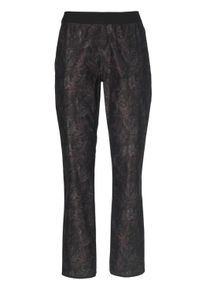 Chinos GOLDNER "Kurzgr&ouml;&szlig;e Wendedruckhose Louisa", Damen, Gr. 26, K-Gr, schwarz (schwarz, dunkle pflaume, gebl&uuml;mt), Obermaterial: 60% Baumwolle CO. 37% Polyester PES. 3% Elasthan EL., Hosen Chinos, Wendehose: 1 Seite gebl&uuml;mt, 1 Seite uni