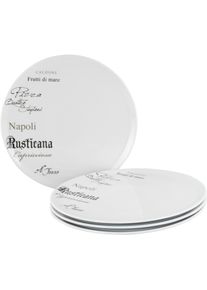 Pizzateller Creatable "Europa Gustoso, Pizzateller 33 cm 4-tlg", wei&szlig;, &Oslash;:33cm, Porzellan, Speiseteller, Pizzateller, Teller Set, Vielseitig einsetzbar, Dezente Dekoranlage