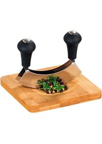 Kr&auml;uterschneidebrett Kesper, beige (natur), B:16cm L:16cm, Bambus, Schneidebretter, Kr&auml;uterschneidebrett, mit Wiegemesser