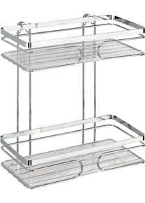 Wandregal Wenko "Premium", silber (gl&auml;nzend), B:13,5cm H:27cm T:24cm, Edelstahl, Regale, Wandregal, 2 Etagen