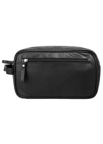 Kulturbeutel Bodenschatz, Herren, Gr. B/H/T: 26cm x 16cm x 10cm onesize, schwarz, Leder, unifarben, Taschen Kulturbeutel, echt Leder
