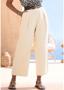 7/8-Hose Lascana, Damen, Gr. 44, N-Gr, gelb (hellgelb), Web, Obermaterial: 100% Polyester, unifarben, figurumspielend 7/8-L&auml;nge, Hosen 7/8-Hose, mit Bundfalten, elegante Schlupfhose aus Webware