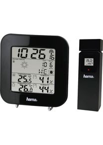 Wetterstation Hama "Wetterstation "EWS-200", Schwarz Mit Funk-Au&szlig;ensensor", schwarz, Wetterstationen, Wetterstation