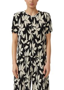 Kurzarmshirt s.Oliver, Damen, Gr. 46, schwarz aop, Web, Obermaterial: 100% Polyester, bedruckt, normal h&uuml;ftbedeckend, Rundhals, abgesteppte Kante, Shirts Kurzarmshirt