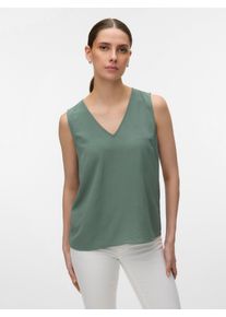 V&eacute;ro Moda Shirttop VERO MODA "VMALVA S/L V-NECK TOP WVN NOOS", Damen, Gr. S, laurel wreath, Web, Obermaterial: 100% Polyester, unifarben, regular fit normal, V-Ausschnitt, Tops Shirttop, Kunstfaser, regular fit