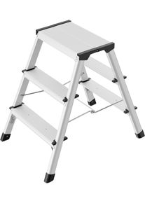 Trittleiter Hailo "D60 StandardLine", grau (aluminiumfarben, schwarz), B:44cm H:68cm L:20cm, Aluminium, Kunststoff, Leitern, Trittleiter, Aluminium