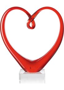 Dekofigur Leonardo "Herzskulptur HEART 24 cm rot", rot, B:21cm H:24cm T:8cm &Oslash;:21cm, Glas, Dekofiguren, Dekofigur