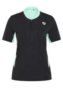 Radtrikot Ziener "NEKTARIA-Z", Damen, Gr. 34, schwarz.bright turquoise, Obermaterial: 85% Polyester, 15% Baumwolle. Obermaterial 2: 86% Polyester, 14% Baumwolle, Trikots Radtrikot