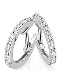 Paar Creolen ONE ELEMENT "0,15 ct Diamant Brillant Ohrringe Creolen aus 585 Wei&szlig;gold", silber, Ohrringe, Damen, Wei&szlig;gold 585, Paar Creolen