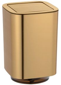 Kosmetikeimer Wenko "Auron", gold (goldfarben), B:17,2cm H:25,5cm T:17,2cm, Kunststoff, M&uuml;lleimer, Kosmetikeimer, mit Schwingdeckel, 6 Liter
