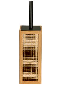 WC-Garnitur Wenko "Allegre", beige (natur, natur, schwarz), B:9,5cm H:36,5cm L:9,5cm, Bambus, Stahl, Reinigungsb&uuml;rsten, WC-Garnitur, aus Bambus und Rattan