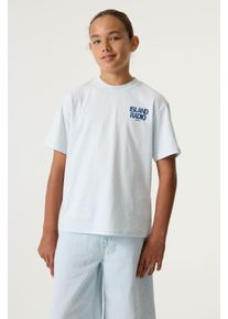 Rundhalsshirt Garcia, Jungen, Gr. 176, dusy aqua, Jersey, Obermaterial: 70% Baumwolle, 30% Polyester, bedruckt, normal h&uuml;ftbedeckend, Rundhals, Shirts Rundhalsshirt, mit gro&szlig;em R&uuml;ckenprint, f&uuml;r Boys