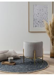 Polsterhocker Salesfever "Komfortabler Polsterhocker", grau (hellgrau, gold), B:35cm H:38cm T:35cm, Stoff (88% Polyester/12% Nylon), Metall, Hocker, Polsterhocker, mit Design-Gestell aus goldfarbenem Metall