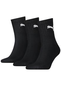 Sportsocken Puma "short crew", Herren, Gr. 43-46, schwarz, Baumwollmischung, Elasthan, Polyamid, Polyester, unifarben mit Farbeinsatz, elastisch, Socken Sportsocken, gepolsterte Frottee-Sohle, atmungsaktiv, Topseller