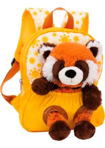 Kinderrucksack Nici "Travel Friends, Rucksack mit Pl&uuml;sch Roter Panda, 25 cm", M&auml;dchen, Gr. B/H/T: 21cm x 26cm, gelb, Pl&uuml;sch, Kunststoff, Polyester, Rucks&auml;cke Kinderrucksack