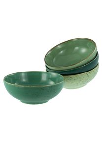 Schale Creatable "Nature Collection, Smoothie Bowl 4-tlg", gr&uuml;n (gr&uuml;n life), &Oslash;:16,5cm, Steinzeug, Sch&uuml;sseln, Schale, Handwerklicher Look, Vintage
