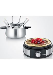 Severin Elektro-Fondue "FO2471", schwarz (edelstahlfarben, schwarz), B:30cm H:25,5cm T:23,5cm, Fondues, mit Cr&ecirc;pesfunktion, Elektro-Fondue