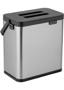 M&uuml;lleimer Wenko "Modell Colin", silber, B:20,5cm H:21cm T:12,5cm, Edelstahl, Kunststoff, M&uuml;lleimer, M&uuml;lleimer, Abfalleimer mit Griff, &Uuml;ber-T&uuml;r-Befestigung ohne Bohren, 3 L