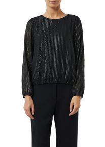 Langarmbluse comma, Damen, Gr. 46, schwarz, Web, Obermaterial: 100% Polyester. Futter: 100% Viskose, gl&auml;nzend, unifarben, l&auml;ssig geschnitten h&uuml;ftbedeckend, Rundhals, elastischer Bund, Blusen Langarmbluse, mit Pailetten-Muster