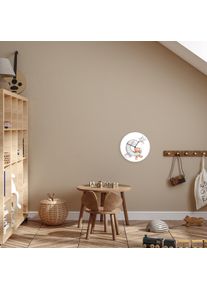 Wanduhr queence "Mondb&auml;r", grau, B:30cm H:30cm T:0,4cm, Wanduhren, Wanduhr, bedruckte Acrylglas Uhr, ger&auml;uschlos, 30cm, Kindermotiv