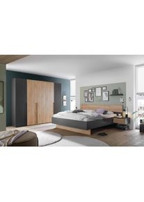 CARRYHOME Schlafzimmer, Graphitfarben, Eichefarben, Holzwerkstoff, 6 F&auml;cher, 180x200 cm, in verschiedenen Gr&ouml;&szlig;en erh&auml;ltlich,Typenauswahl, Schlafzimmer, Komplette Schlafzimmer und Serien, Schlafzimmerserien