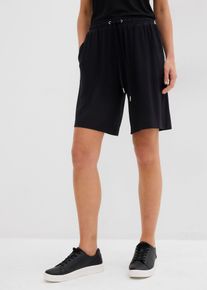bonprix Femei Bermude jerse din viscoză fluidă, negru, 52/54