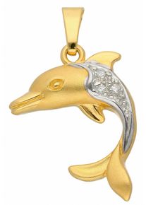 Adelia&acute;s Kettenanh&auml;nger ADELIA&acute;S "333 Gold Anh&auml;nger Delphin mit Zirkonia", gold, Schmuckanh&auml;nger, Damen, mit Zirkonia, Gelbgold 333, Kettenanh&auml;nger