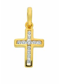 Adelia&acute;s Kettenanh&auml;nger ADELIA&acute;S "333 Gold Kreuz Anh&auml;nger mit Zirkonia", gold, Schmuckanh&auml;nger, Damen, mit Zirkonia, Gelbgold 333, Kettenanh&auml;nger