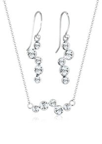 Ohrring und Ketten Set Elli "Schmuckset (Set,4 tlg) Rund, mit Kristallen von Swarovski" Gr. 45, wei&szlig;, Schmuck_Sets, Damen, 45, Ohrring und Ketten Set
