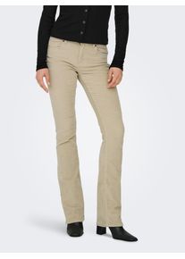 Cordhose Only "ONLMARY &ndash; Flared Cordhose mit Stretchkomfort", Damen, Gr. 34, L&auml;nge 32, beige (oatmeal), Cord, Obermaterial: 98% Baumwolle, 2% Elasthan, unifarben, slim fit normal, Hosen Cordhose, Baumwollmischung, bootcut fit