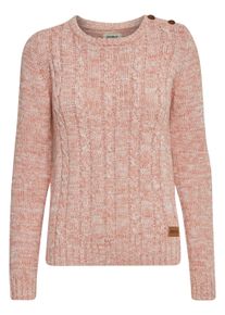 Strickfleece-Pullover oxmo "Strickpullover OXPhia", Damen, Gr. L, rosa (powder rose), Obermaterial: 100% Baumwolle CO., Pullover Strickfleece-Pullover